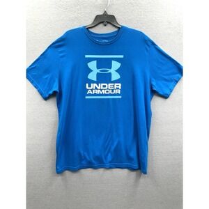 Under Armour T-Shirt Men XL Sport Style Top Short Sleeve Blue Logo Graphic